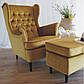 Крісло з високою спинкою Harry Velvet жовтий велюр для спальні в класичному стилі, фото 2