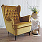 Крісло з високою спинкою Harry Velvet жовтий велюр для спальні в класичному стилі, фото 4