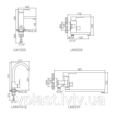 Змішувач для умивальника LM 1033, фото 3