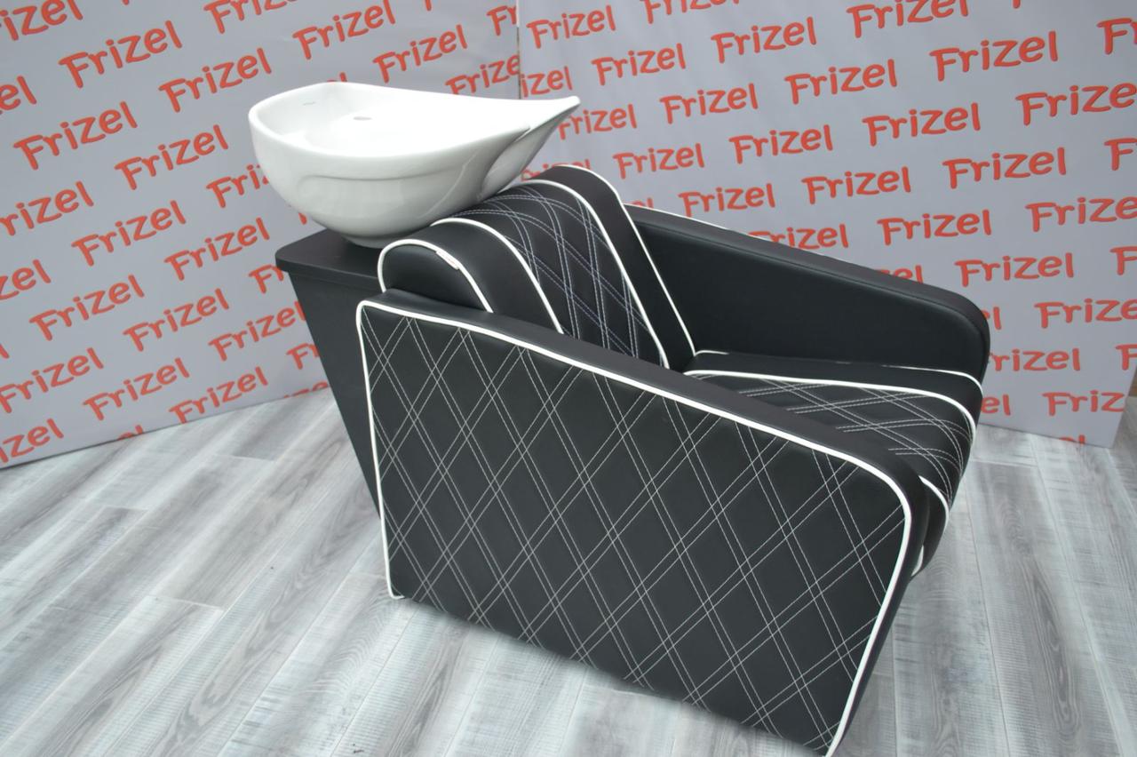 Мийка перукарська Валенсія люкс кераміка Remer-йорк екошкіра чорна (FrizelTM)