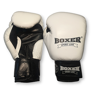 Боксерські рукавички BOXER 6 oz шкіра білі