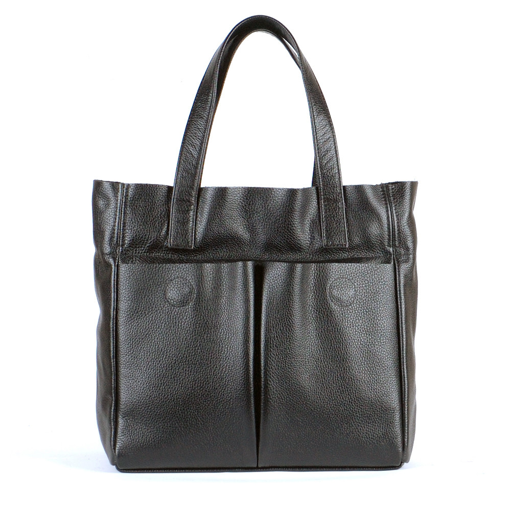 Женская сумка шопер, натуральная кожаная 02 Черная - фото 1 - id-p1365147817