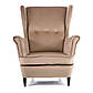 М'яке бежеве велюрове крісло Lord Velvet з високою спинкою для кабінету, фото 3