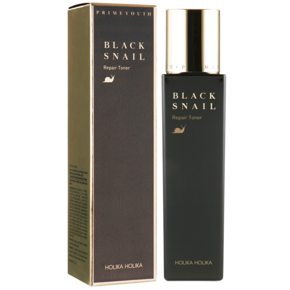 Зволожуючий тонер для обличчя з муцином чорного равлика Holika Holika Prime Youth Black Snail Repair Toner 160, фото 1