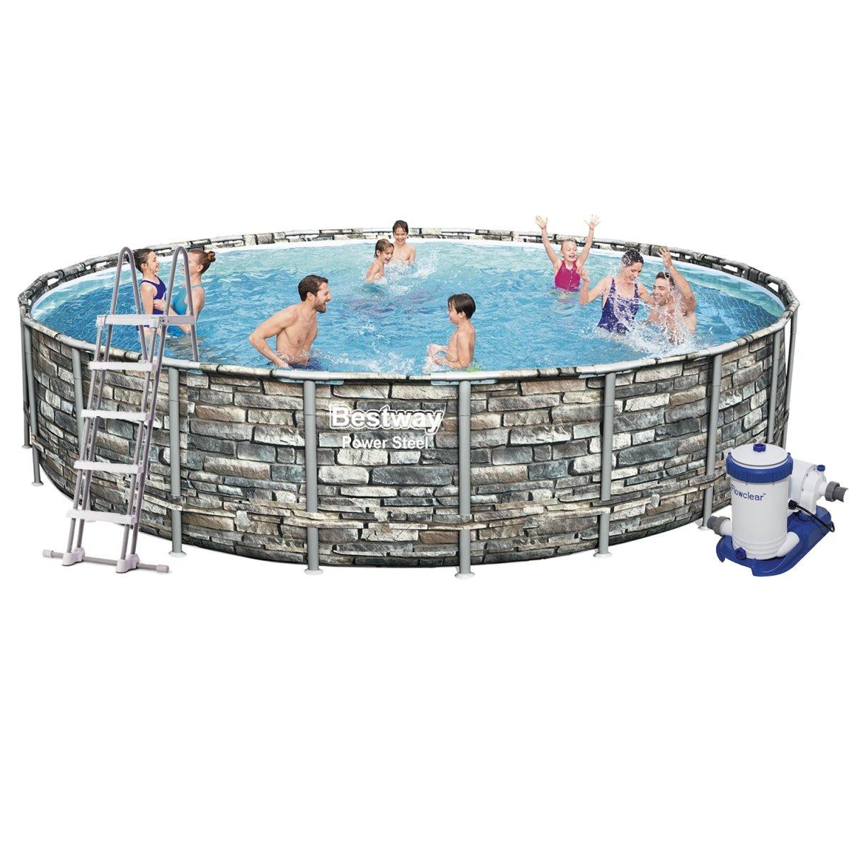 Каркасний басейн Bestway 56966, 488 х 122 см (Насос фільтр 5 678 л/год, дозатор, сходи, тент), фото 1