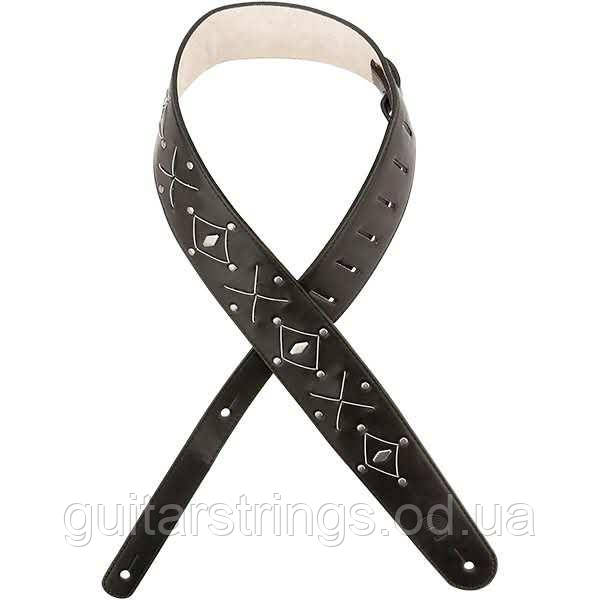 Ремінь гітарний D'Addario L25S1502 Strings and Studs Black Leather Guitar Strap, фото 1
