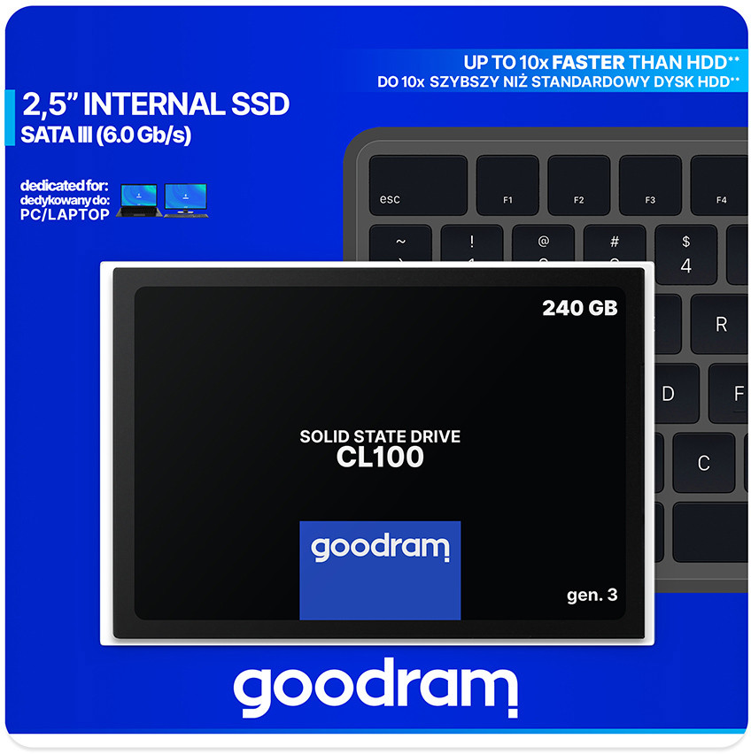 Накопичувач SSD 2.5" 240GB GOODRAM (SSDPR-CL100-240-G2), Гарантія 36мес