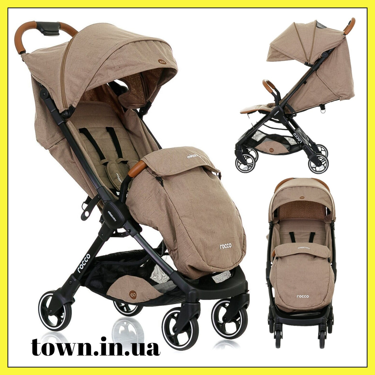 Прогулянкова коляска Mioobaby Rocco beige дитяча складана коляска-книжка, фото 1