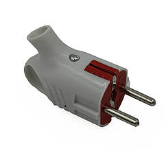 Вилка ел. земля кутова з вушком червона вставка