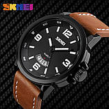 Наручний чоловічий аналоговий кварцовий годинник Skmei 9115 з хронографом коричневий, фото 5