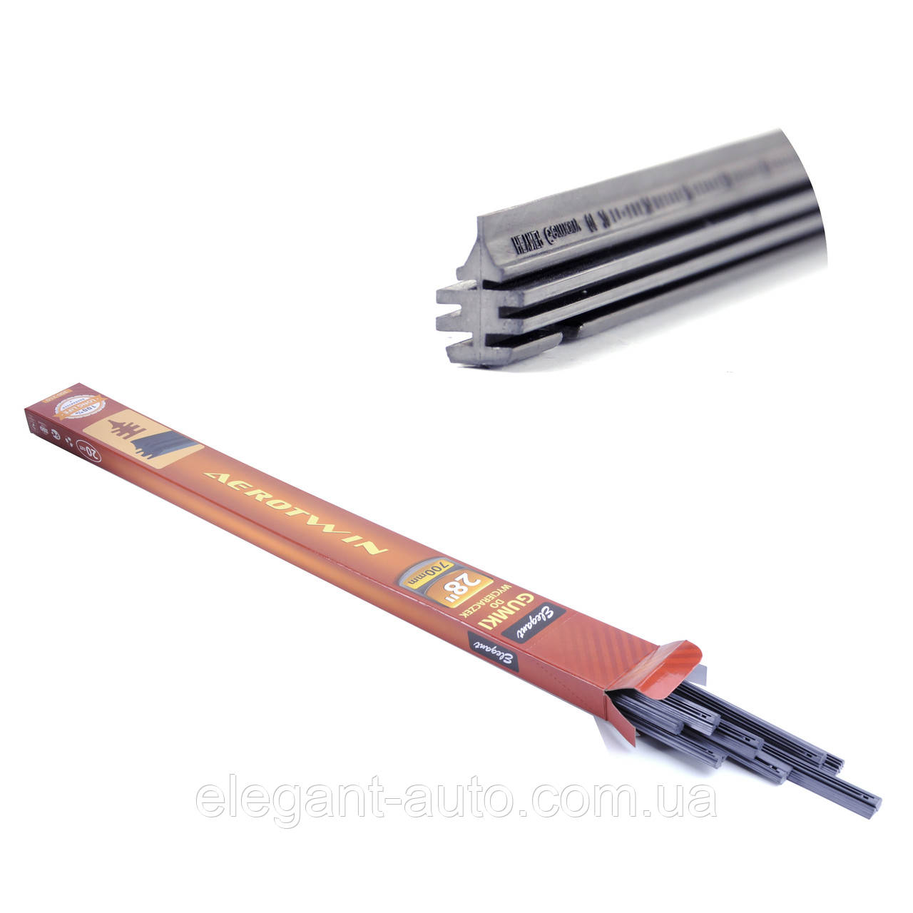 Резинки на безкаркасний двірник 700мм 28" "Elegant" (300210) AERO TWIN (1уп/20шт)