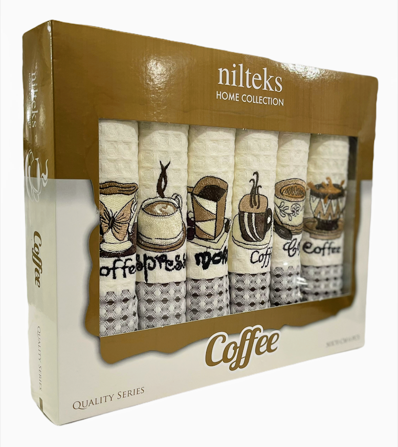 Набір вафельних рушників Nilteks бавовна 50-70 см 6 шт. бежеві
