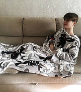 Плед з флісу з рукавами Товстий кіт, фото 3