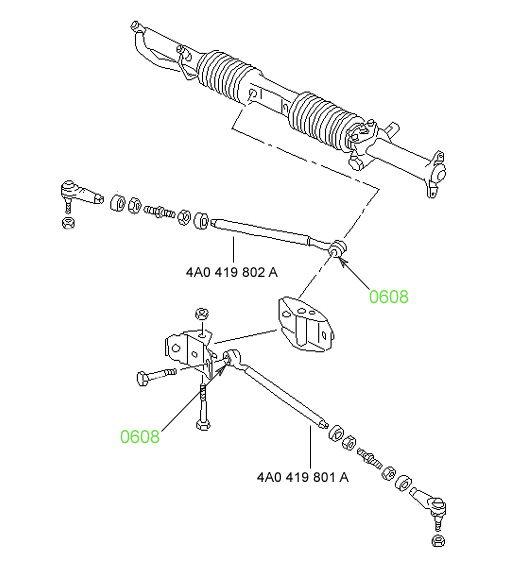 06-08 Сайлентблок рулевой тяги Audi 100/Avant, 100/Avant quattro, A6/Avant, A6/S6/Avant quattro; - фото 3 - id-p3719358