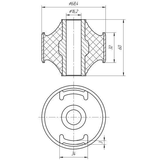 14-08 Сайлентблок переднего рычага задний Toyota RAV 4 (ACA3