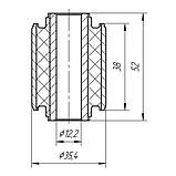 05-35 Сайлентблок поперечного верхнього важеля (бумеранг) задньої підвіски внутрішній 12х35,4х38х52 Opel Vectra-C; 13105744;, фото 2