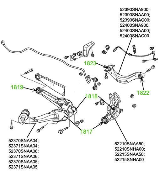 18-23 Сайлентблок верхнего заднего рычага Honda Civic FD sedan 2006-2013; 52390SNA900 - фото 3 - id-p277693460