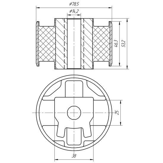 24-15 Сайлентблок нижней опоры двигателя Renault Trafic 2; Opel Vivaro; Nissan Primastar; 8200003826 - фото 2 - id-p565353090