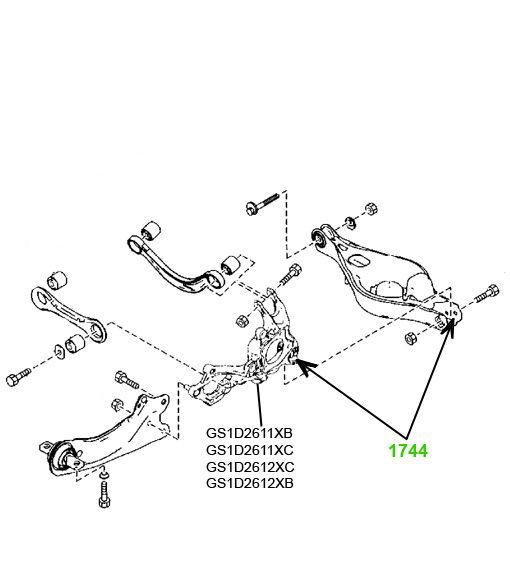 17-44 Сайлентблок задней цапфы под нижний поперечный рычаг Mazda 6 (GH) 2007-2012; GS1D2611XB; GS1D2611XC - фото 3 - id-p861945437