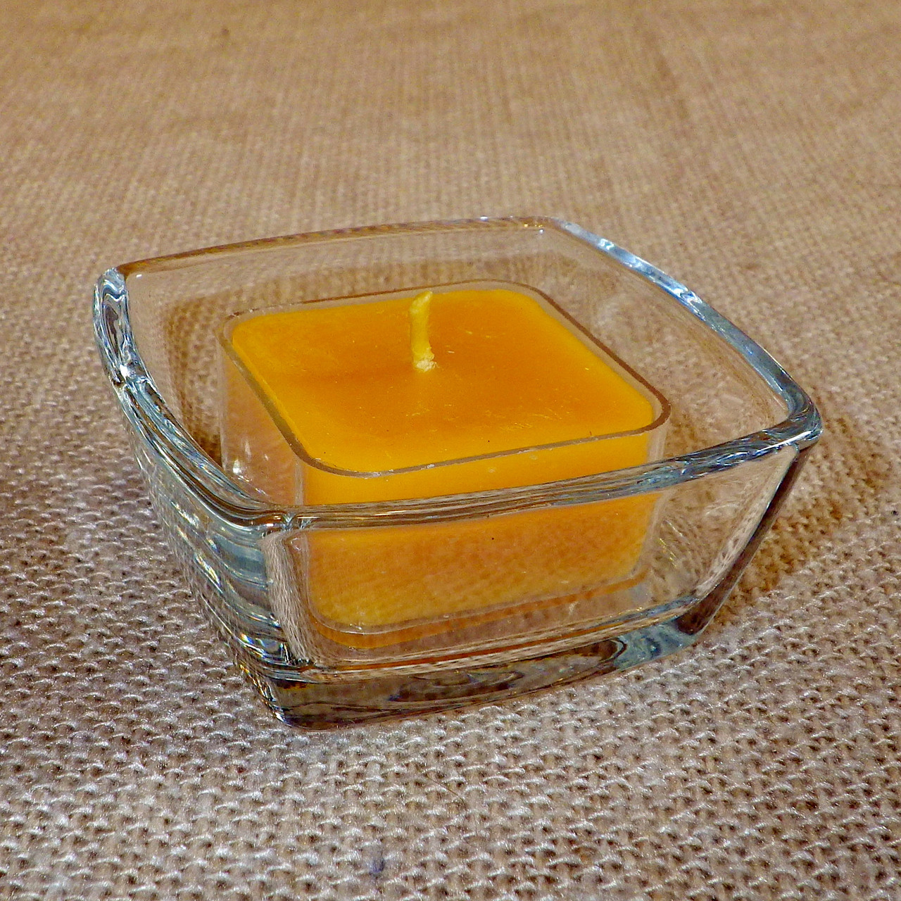 Стильний настільний квадратний скляний підсвічник для квадратних чайних свічок