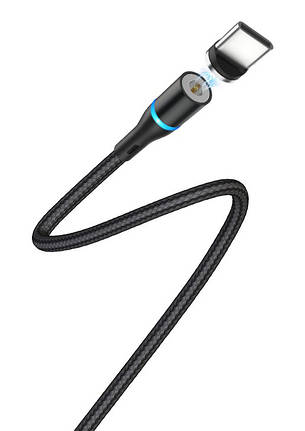 Магнітний кабель для зарядки телефона/ смартфона Borofone BU16 Skill USB - Type-C 1.2 м 2.4 А Чорний, фото 3