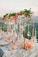 Колонна для весільних композицій на стіл, підставка для квітів 60 х 20 х 20 см нерозбірна, золото метал