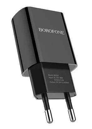 Зарядний пристрій (зарядка) для телефону Borofone BA20A 2.1 А Чорний, фото 1