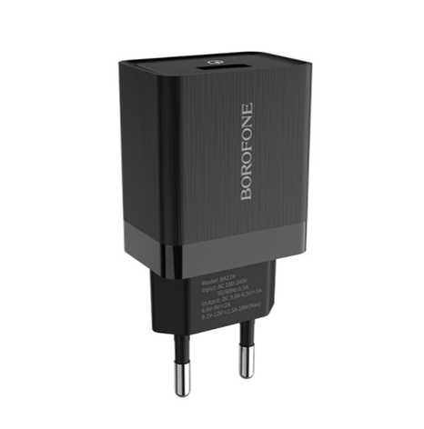 Зарядний пристрій (зарядка) для телефону Borofone BA20A 2.1 А + кабель Micro USB Чорний, фото 1