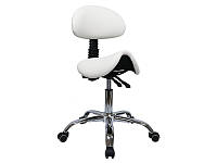 Стул-седло регулируемое со спинкой для мастера мод. 1037-3 стульчик со спинкой белый/ бежевый/ черный/серый