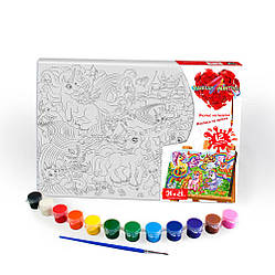 Розпис на полотні Canvas Painting Поні веселка 21*31 см с.6 №1 Danko toys PX-06-02 розмальовка набір для дитячої творчості