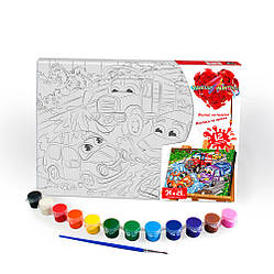 Розпис на полотні Canvas Painting Машинки 21*31 см с.6 №1 Danko toys PX-06-03 розмальовка набір для дитячої творчості
