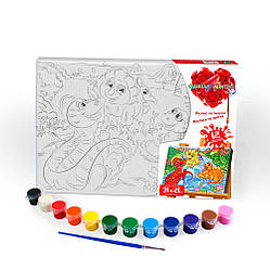 Розпис на полотні Canvas Painting Діно 21*31 см с.6 №1 Danko toys PX-06-04 розмальовка набір для дитячої творчості