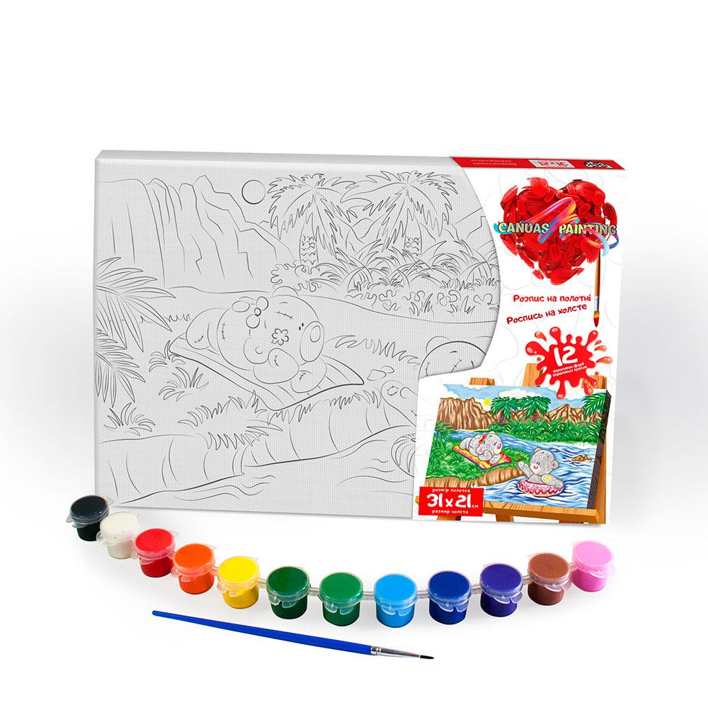 Розпис на полотні Canvas Painting Ведмедики 21*31 см с.6 №1 Danko toys PX-06-07 розмальовка набір для дитячої творчості