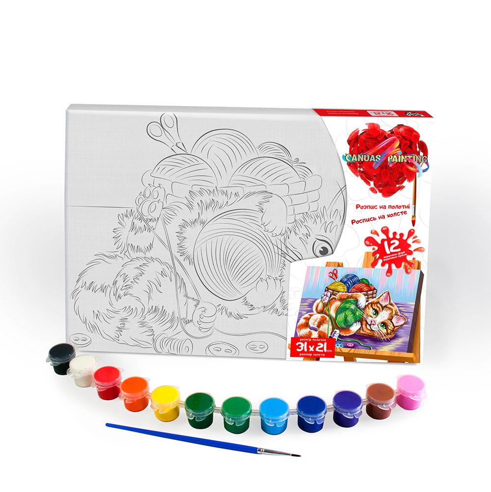 Розпис на полотні Canvas Painting Кошеня 21*31 см с.6 №1 Danko toys PX-06-09 розмальовка набір для дитячої творчості