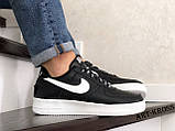 Чоловічі повсякденні кросівки Nike Air Force Af 1 шкіряні чорні з білим, фото 4