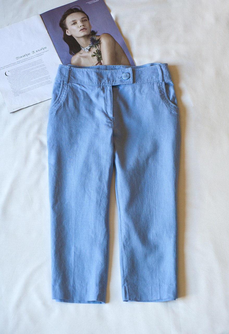 Блакитні лляні бриджі шорти m & co, розмір s