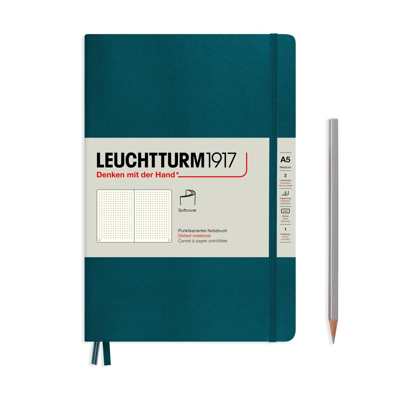 Блокнот Leuchtturm1917 М'яка обкладинка середній 14,5х21 см Тихоокеанський зелений в крапку (362848)