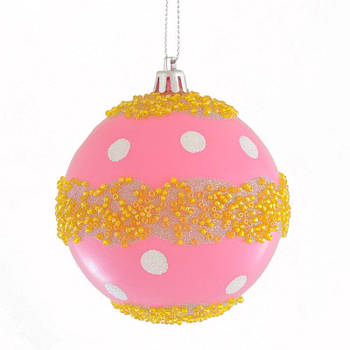 Новогодняя игрушка, шар розовый с цветным бисером 972838 G-Rich