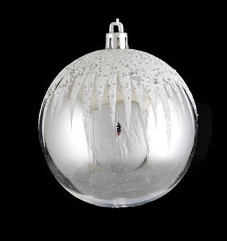 Новорічна іграшка, куля срібляста засніжена 972904 G-Rich