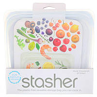 Stasher, Многоразовый силиконовый контейнер для еды, удобный размер для бутербродов, средний, прозрачный,