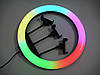 Кільцева LED лампа RGB MJ36 36см 3 крепл.тел USB + Штатив тринога, фото 5