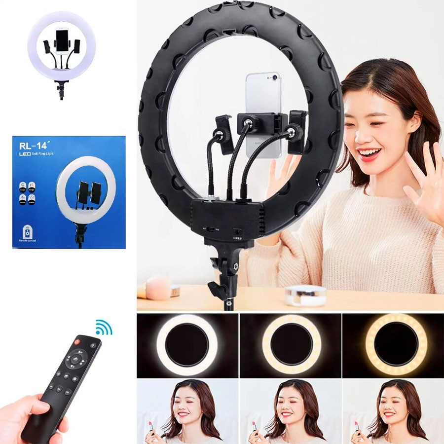 Кільцева LED лампа RL-14 36см 220V 1 крепл.тел. + пульт, фото 1