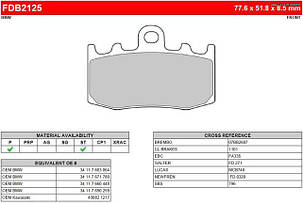 Мотоколодки Ferodo FDB2125 аналог BREMBO 07BB26SA ,TRW MCB748,EBC FA335,Braking 892CM55,SBS 796, фото 1