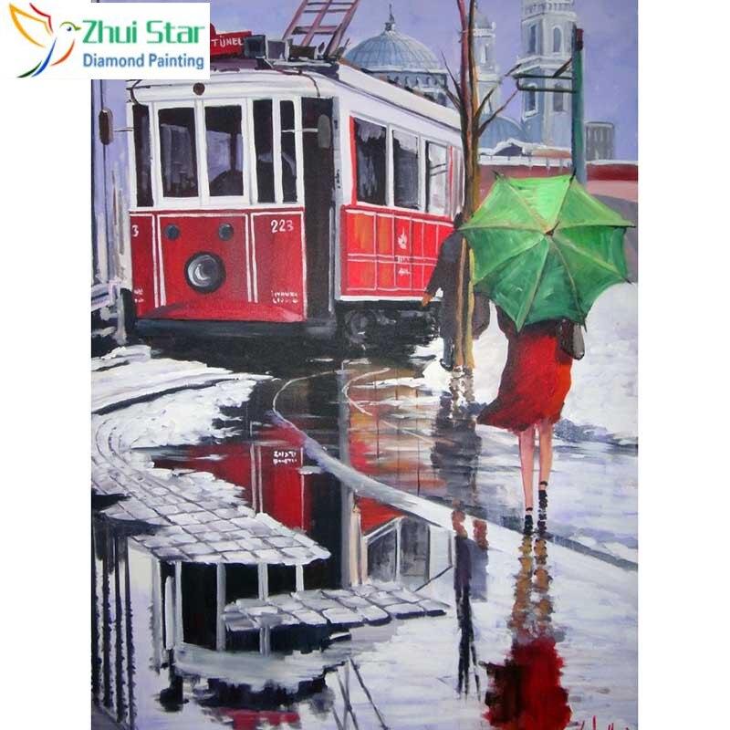 Алмазна мозаїка "Дощовий день", картина стразами. Глянцева. 25*30 см