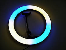 Кільцева LED лампа RGB MJ33 33см 1 кріпл.тел USB, фото 5