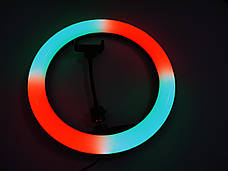 Кільцева LED лампа RGB MJ33 33см 1 кріпл.тел USB, фото 6