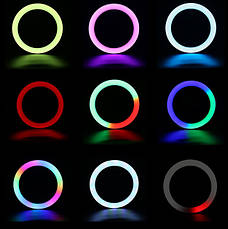 Кільцева LED лампа RGB MJ38 38см 220V 1 крепл.тел USB + пульт, фото 4