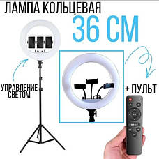 Кільцева LED лампа RL-14 36см 220V 1 крепл.тел. + пульт + чохол + Штатив тринога, фото 6