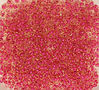 Бисер Ярна Корея размер 10/0 цвет 9.207 персик, внутренний цвет - фуксия прокрашенный 50г