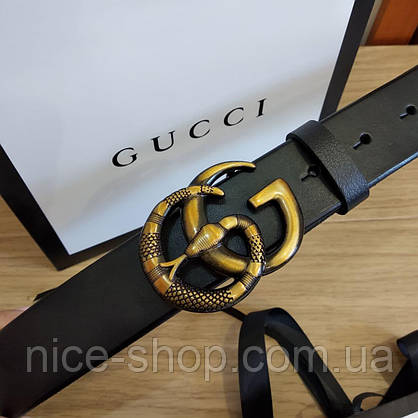 Ремінь Gucci шкіряний чорний, фото 3